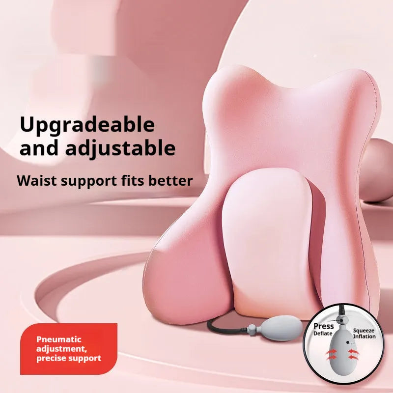 Brown ergonomic memory foam waist pad with removable cover for lumbar support.
