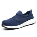 Men's black steel toe work shoes with mesh upper for industrial protection