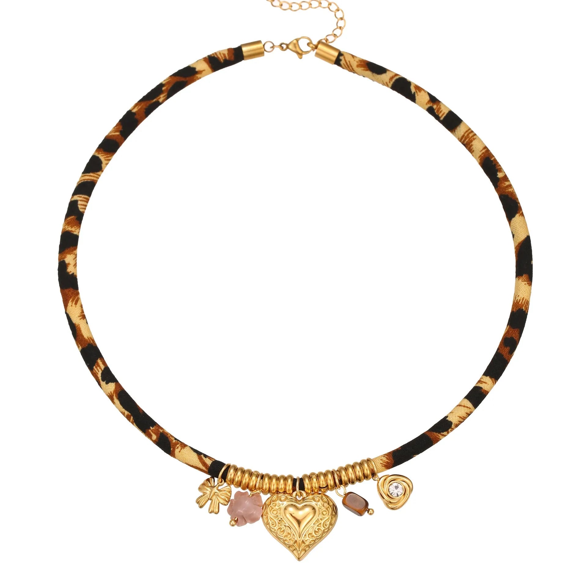 Stainless steel geometric necklace with gold electroplated finish and adjustable chain