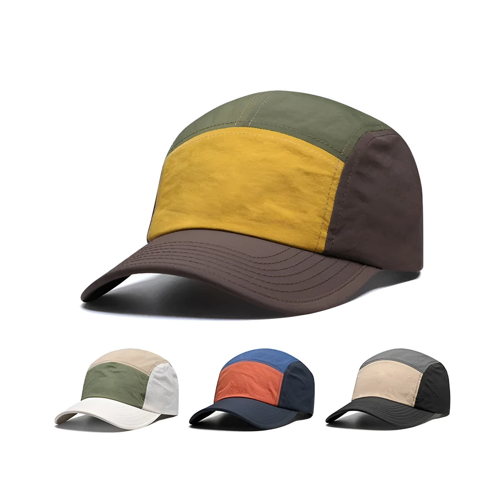 Men's khaki green quick-drying cotton polyester baseball cap with curved brim.