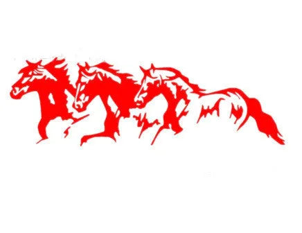 Three horses racing motif automotive decal measuring 25cm by 8cm in PET material