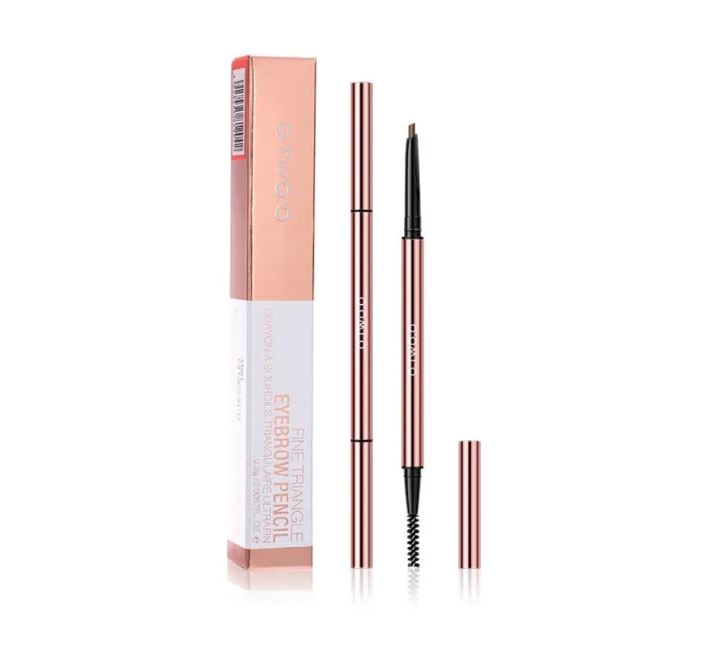 Eyebrow makeup pencil in colour box with six shade options including Auburn and Taupe.