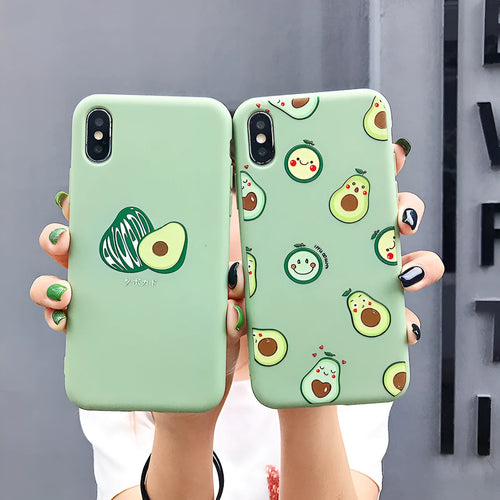 Cartoon avocado design TPU phone case for iPhone smartphones