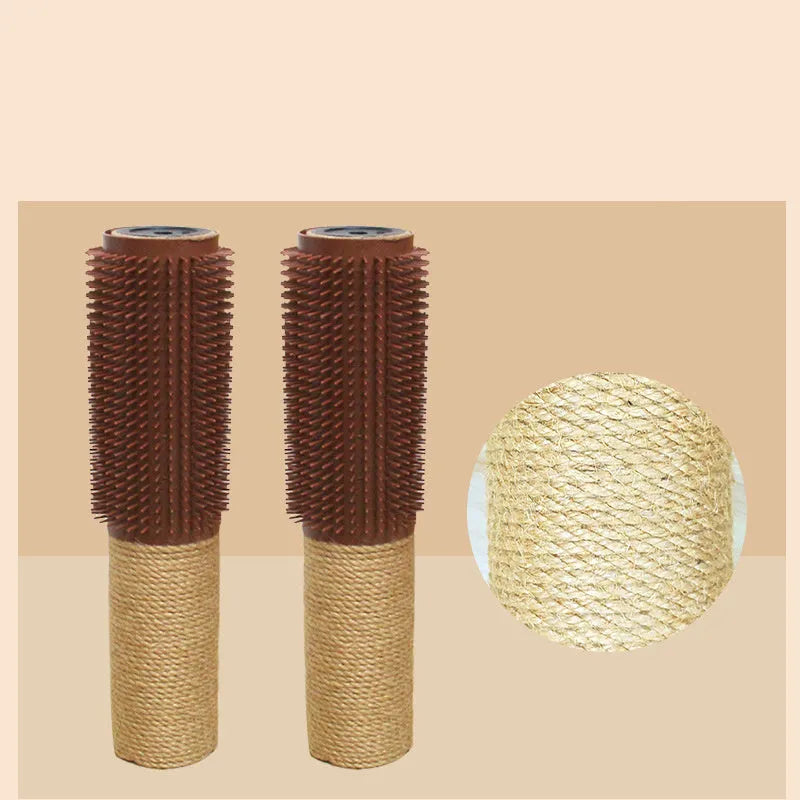 Brown sisal scratching post for cats showing 30cm height and textured rope surface
