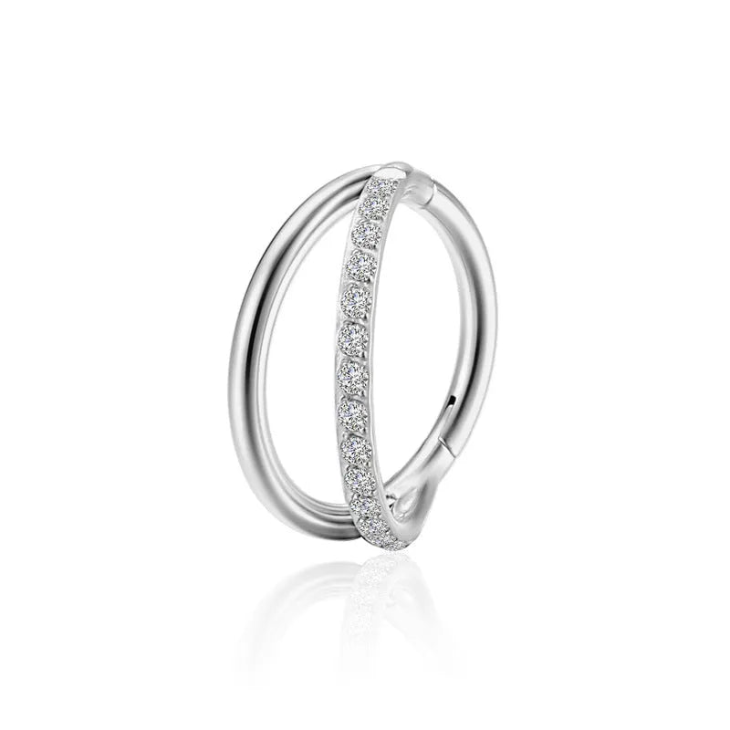 F136 titanium alloy fork nose ring body jewellery in silver, gold, black, and rose gold colours.