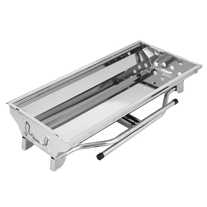 Stainless steel portable barbecue oven with flip design and charcoal stove