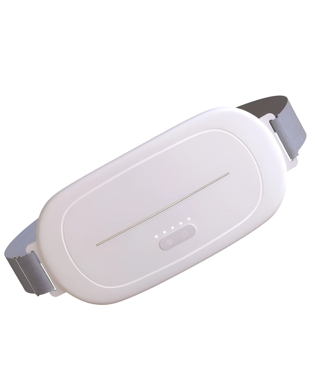 White reusable uterine warming device for pelvic heat therapy.