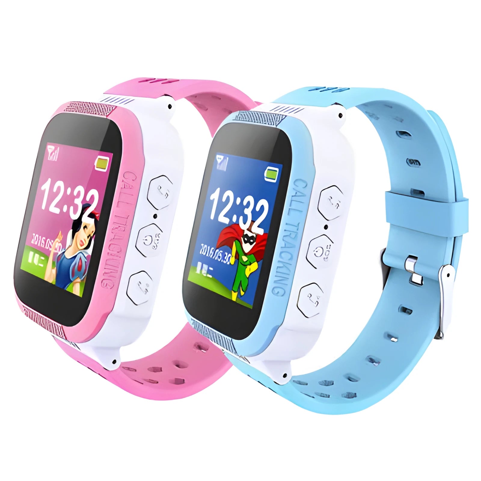 Blue children's phone watch with 1.44-inch colour touchscreen displaying interface