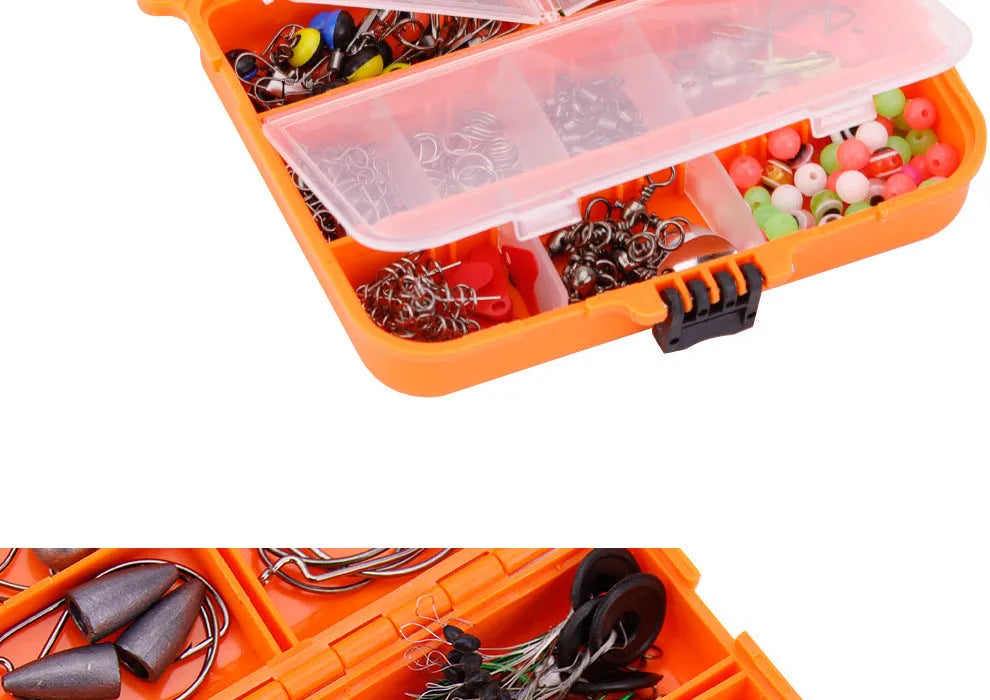 Weihe 257-piece fishing lure accessories kit in ABS storage box for Texas rigs and sea fishing