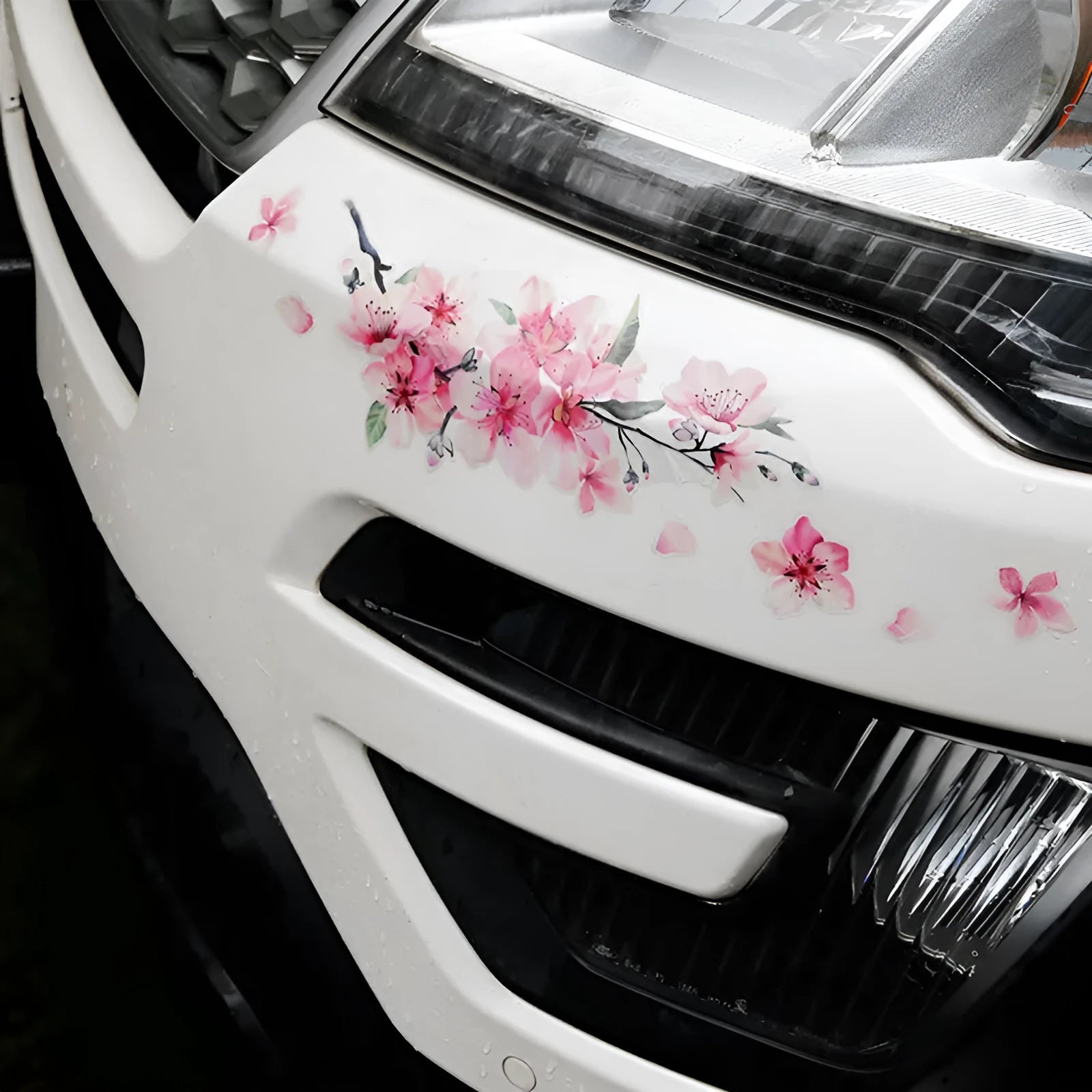 Cherry blossom pattern car stickers in two sizes: 11cm x 10cm and 25cm x 24cm