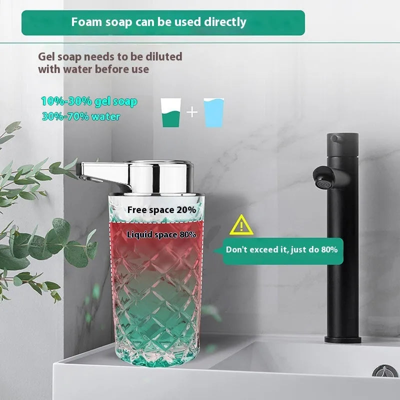 Automatic sensing soap dispenser with silver finish and USB Type-C charging port