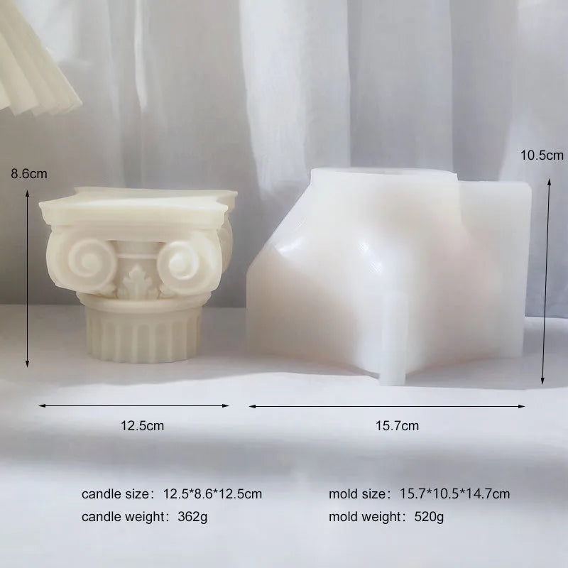 Roman pillar silicone mould for candle making and crafts with irregular column design