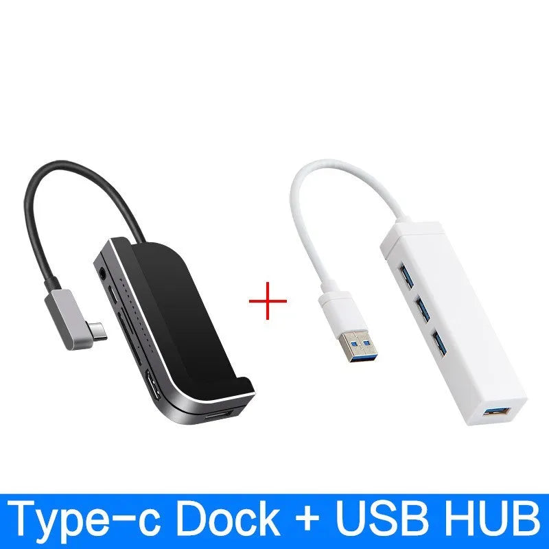 Silver aluminium grey USB-C docking station for iPad Pro with HDMI port and card readers