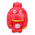 Blue dinosaur plush backpack for children with embroidery, soft handle, and under 20-litre capacity