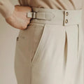 Men's slim fit straight cut suit trousers in polyester blend fabric