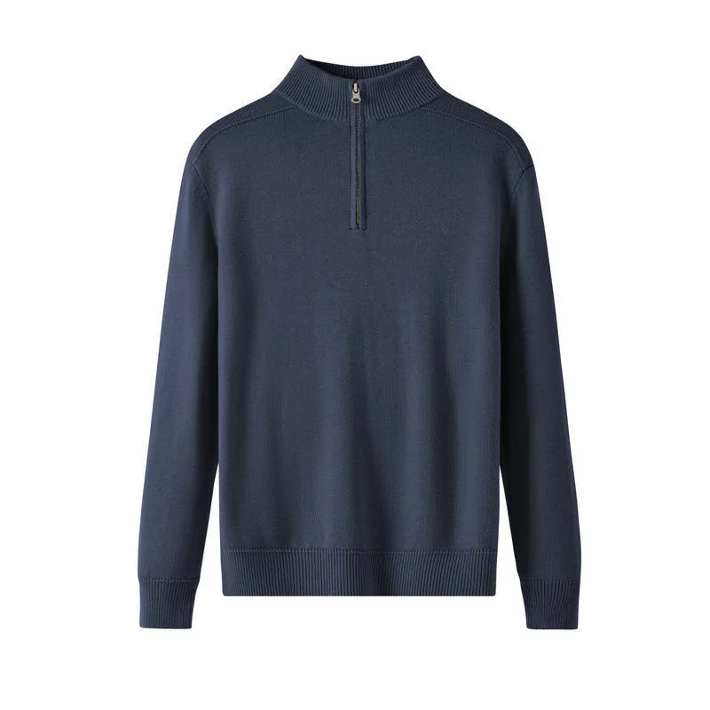 Men's thickened wool casual sweater in slim fit with long sleeves and pullover design