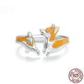 Silver cartoon corgi ring with electroplated finish in colour SCR1014-E.