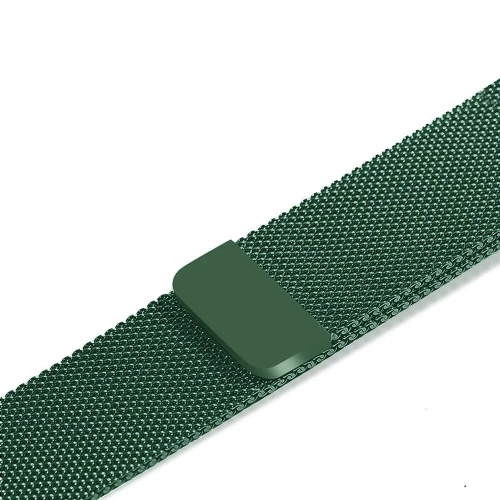 Stainless steel watch strap showing silver, black, gold, and rose gold colour options