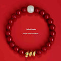 Handmade cinnabar snake zodiac bracelet in Chinese style with 6mm or 8mm bead options
