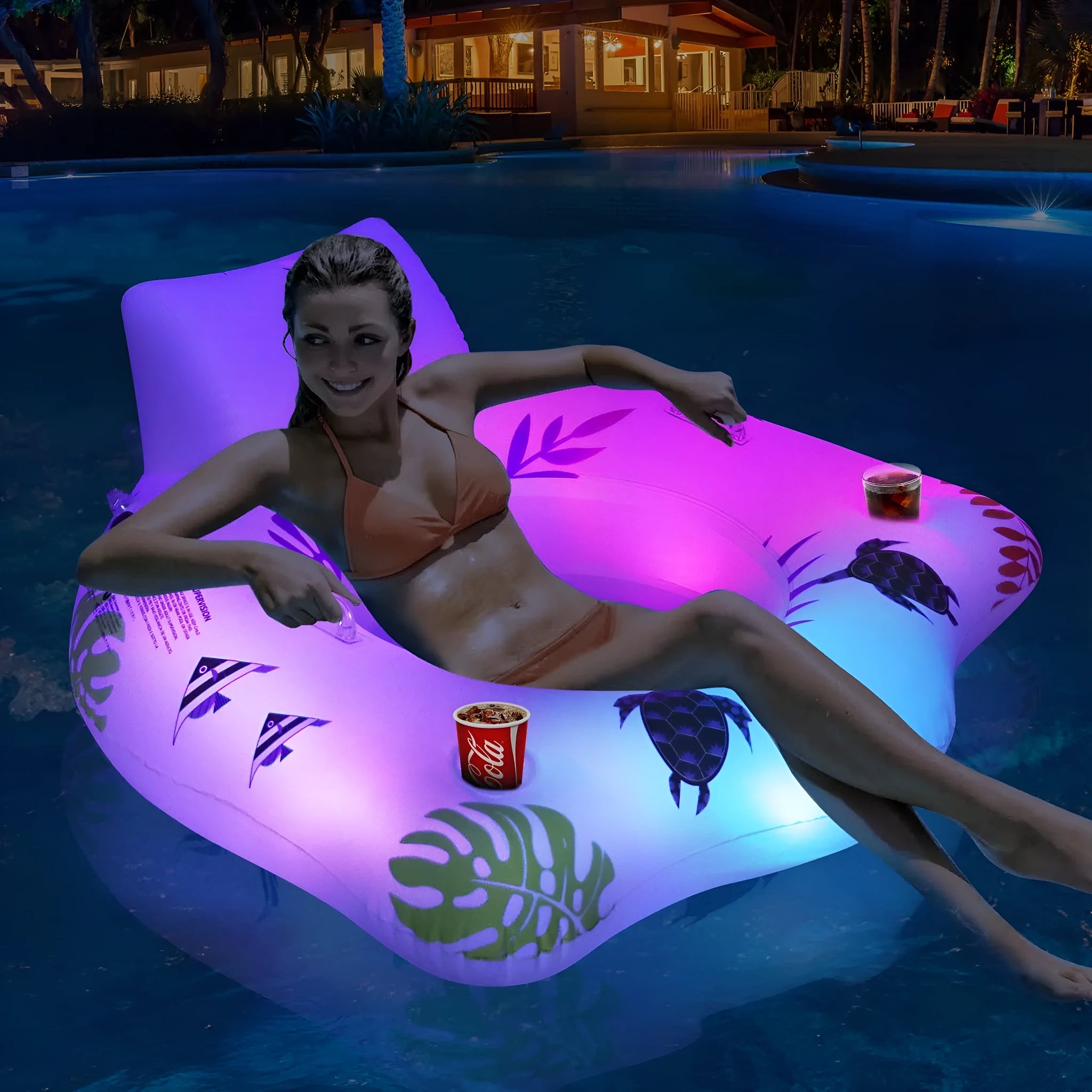 White U-shaped luminous inflatable float measuring 120 x 120 cm