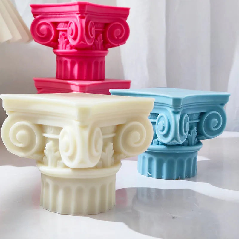 Roman pillar silicone mould for candle making and crafts with irregular column design