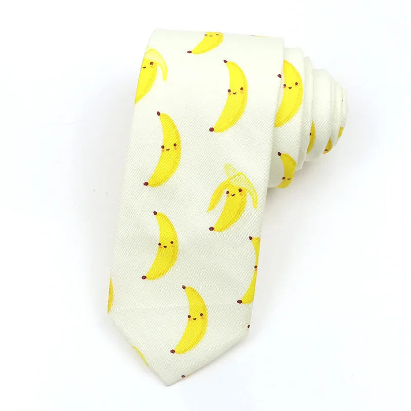 Narrow Korean style cotton bow tie with cartoon print pattern in various colour options