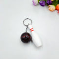 Mini simulation bowling ball keychain pendant in PVC metal construction
