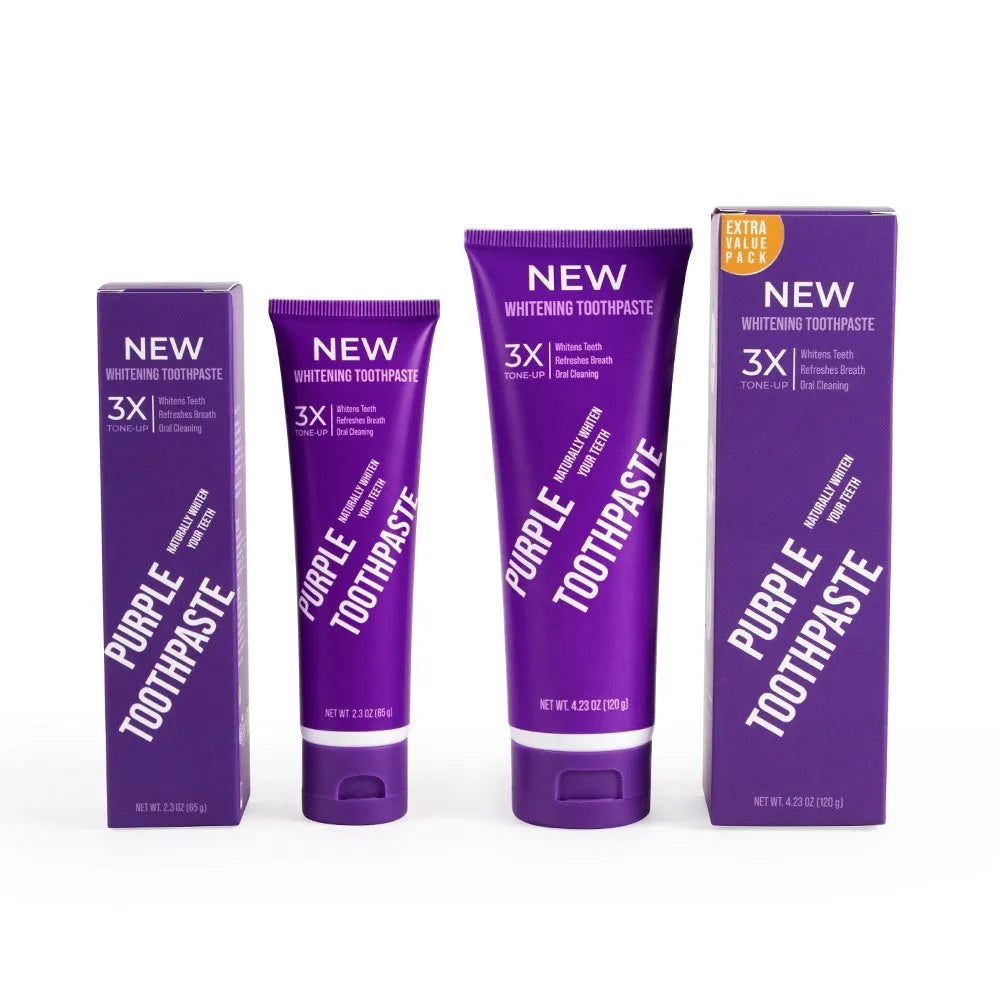 120g tube of purple whitening toothpaste for adult yellow stain removal with fluoride protection
