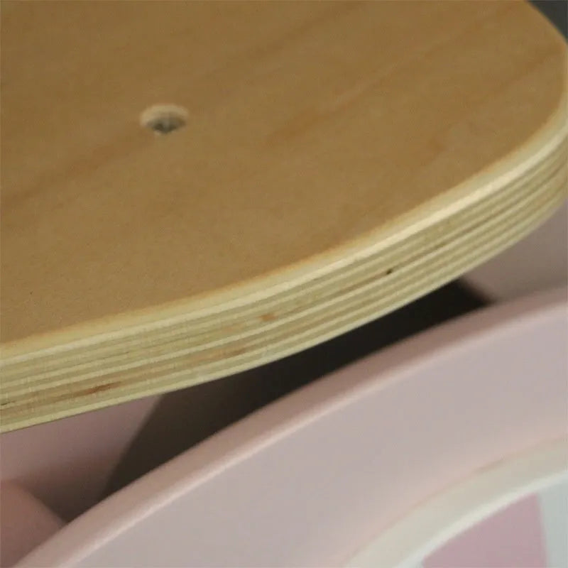 Pink wooden balance scooter for toddlers aged 1-6 years, 10-inch size