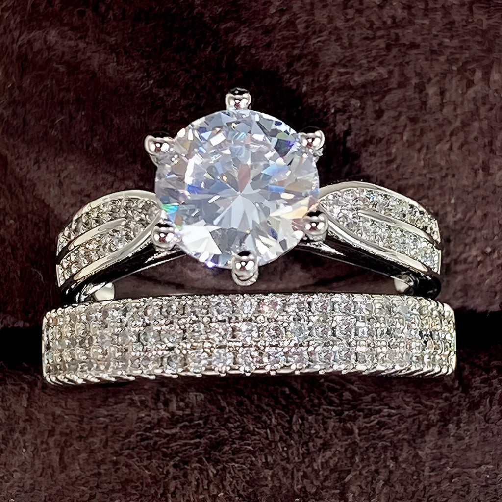 White gold colour alloy combined wedding ring bracelet with geometric design and round elements