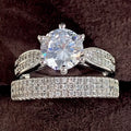 White gold colour alloy combined wedding ring bracelet with geometric design and round elements