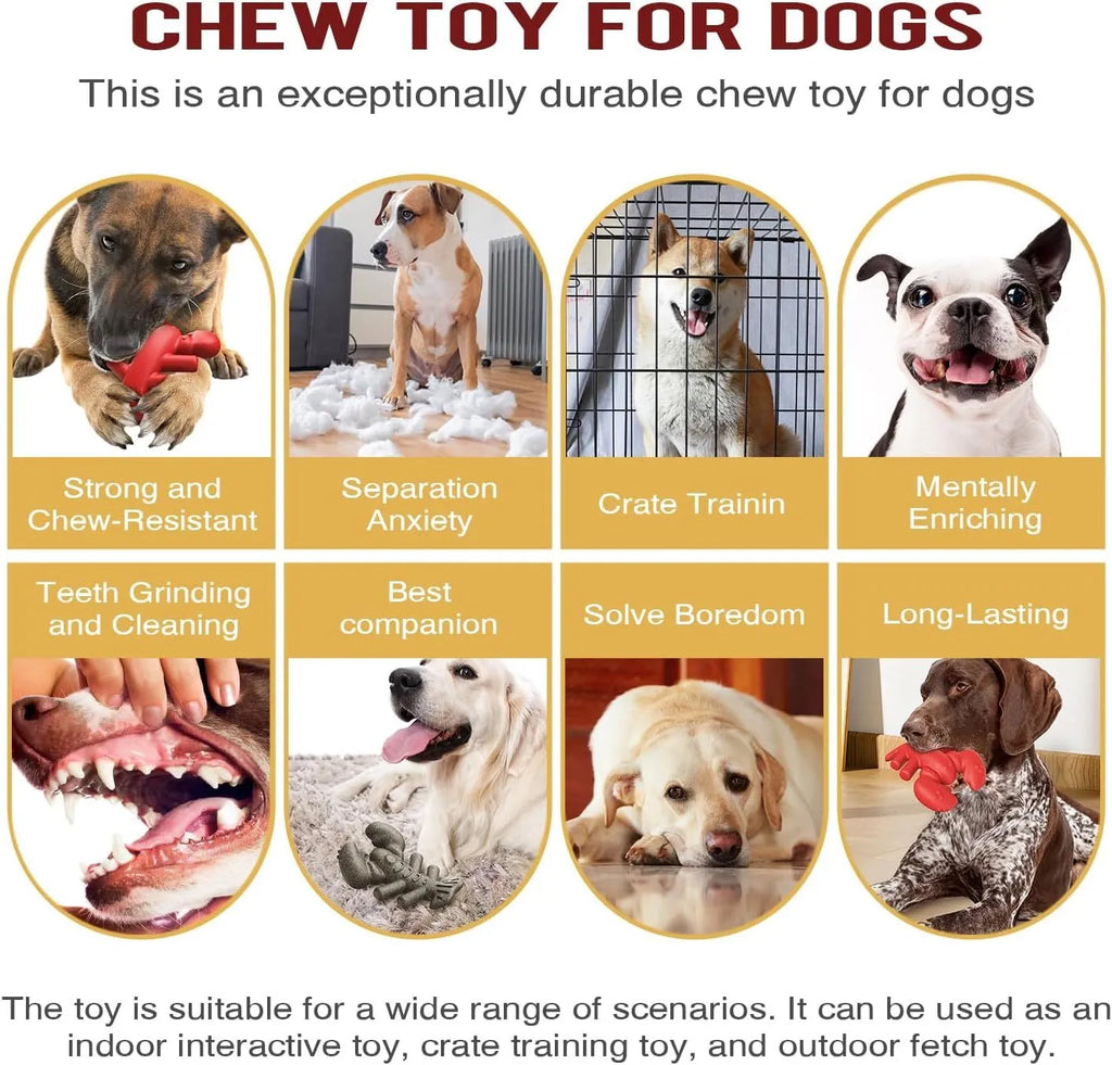 Red hard nylon dog chew toy for large breeds on a white background