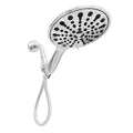 6-inch portable handheld shower with electroplated finish showing six spray function settings