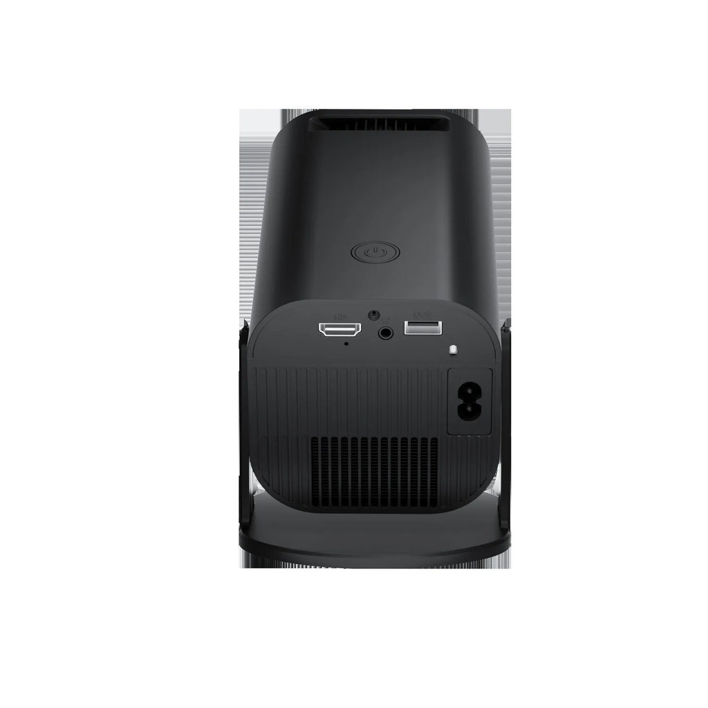P330 black and white portable mini projector with remote control on a table