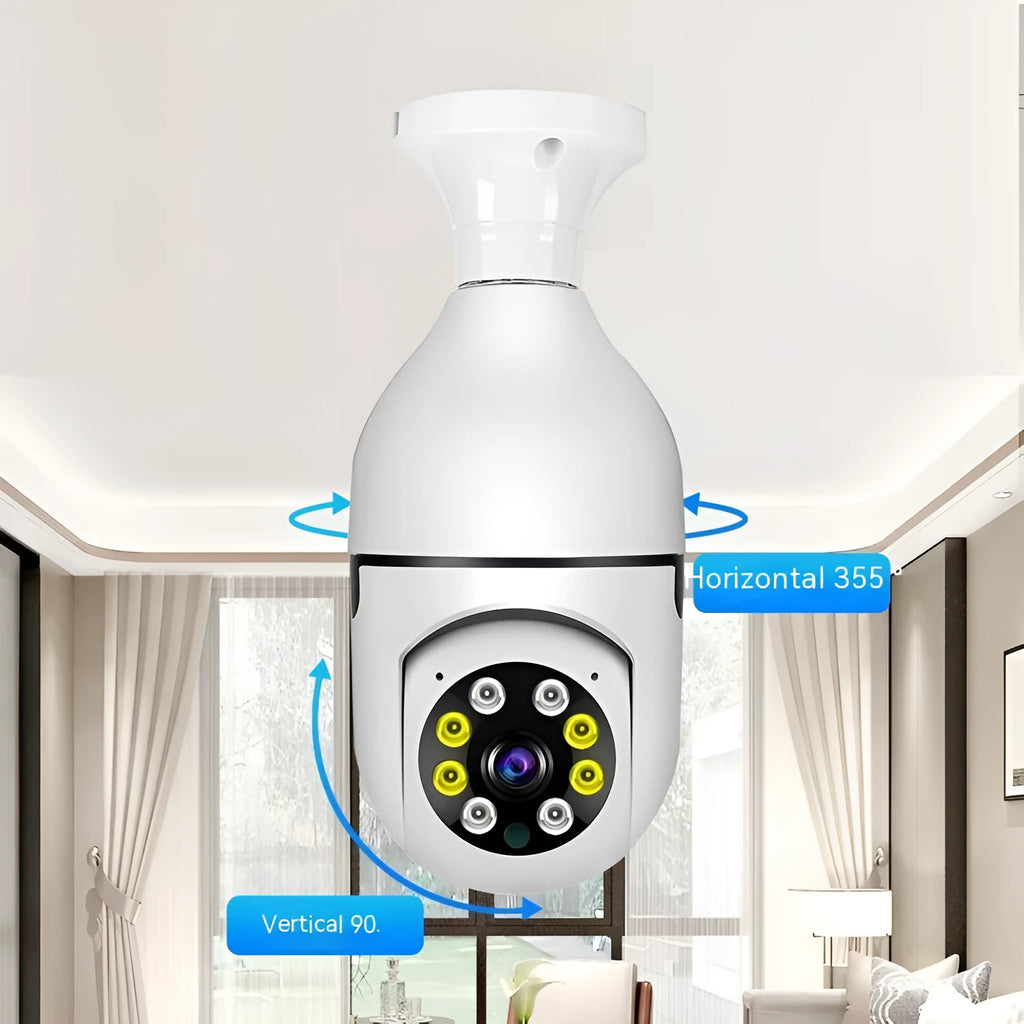 Wireless wifi bulb security camera with compact 5cm design for indoor outdoor monitoring