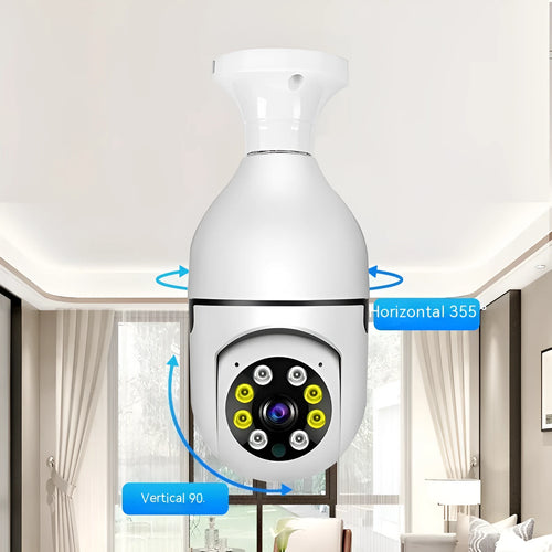 Wireless wifi bulb security camera with compact 5cm design for indoor outdoor monitoring