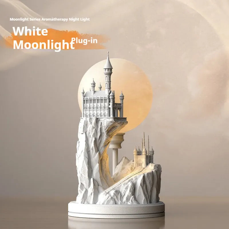 White composite gypsum table lamp with plug-in night light function for bedside use