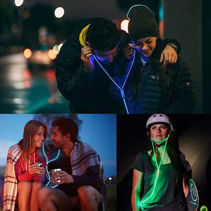 Compatible LED earphone with aluminum shell and music rhythm light in blue green or pink colors