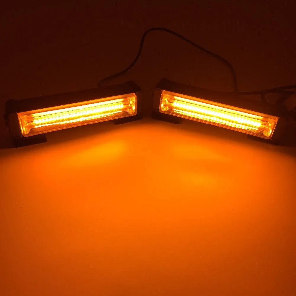 Yellow circular drag two middle net vehicle strobe warning light with 160mm diameter housing.