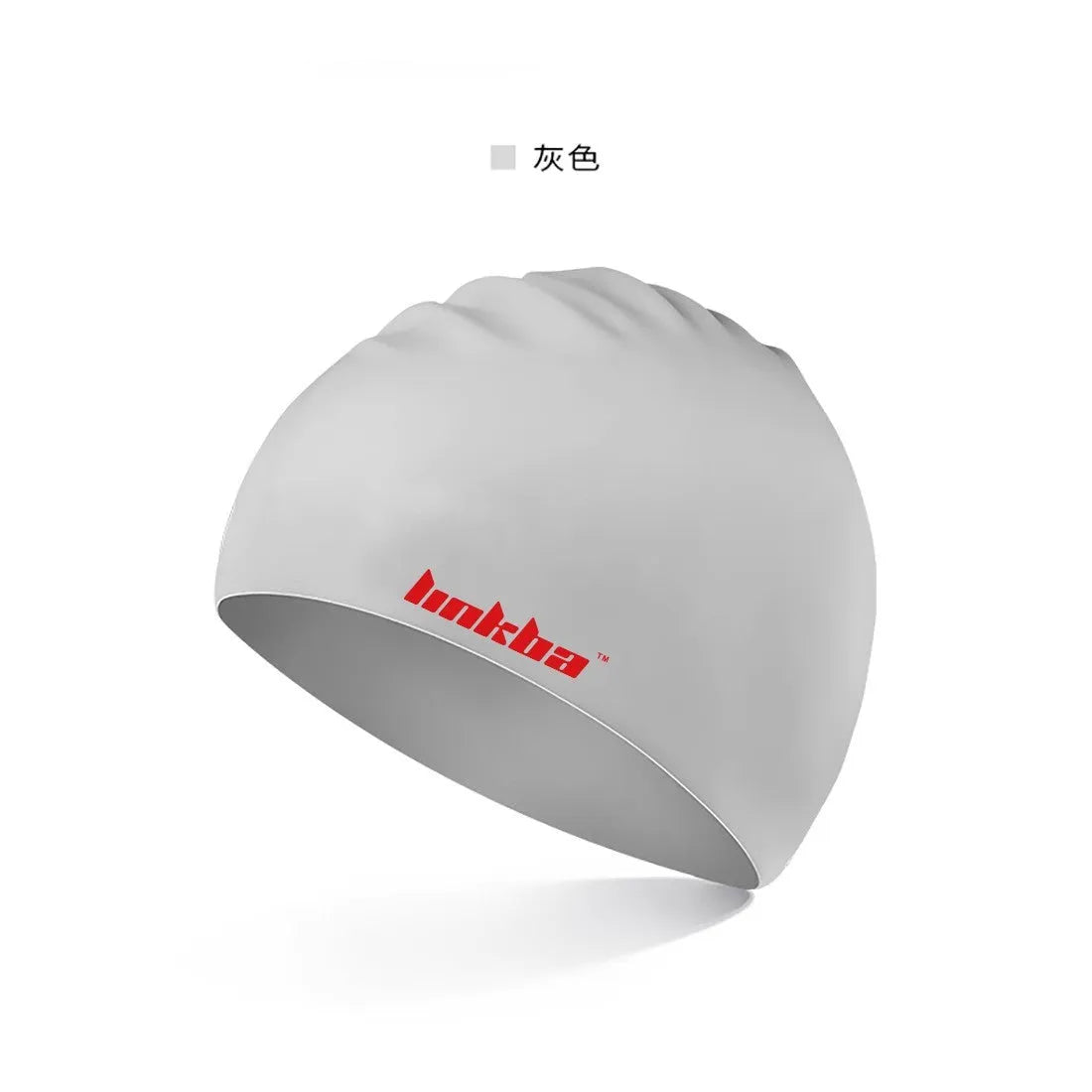 Professional silicone swimming cap with earmuff design and letter pattern in five colour options