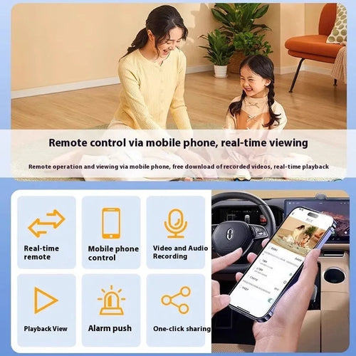 Wireless battery surveillance camera with self-contained bracket for indoor security monitoring