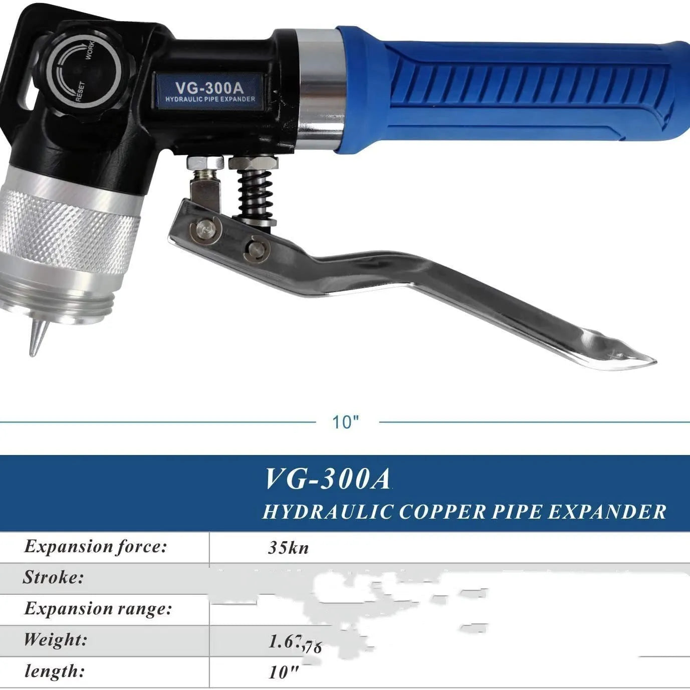 VG-300 hydraulic tube expander tool for refrigeration maintenance made from high-strength alloy steel.