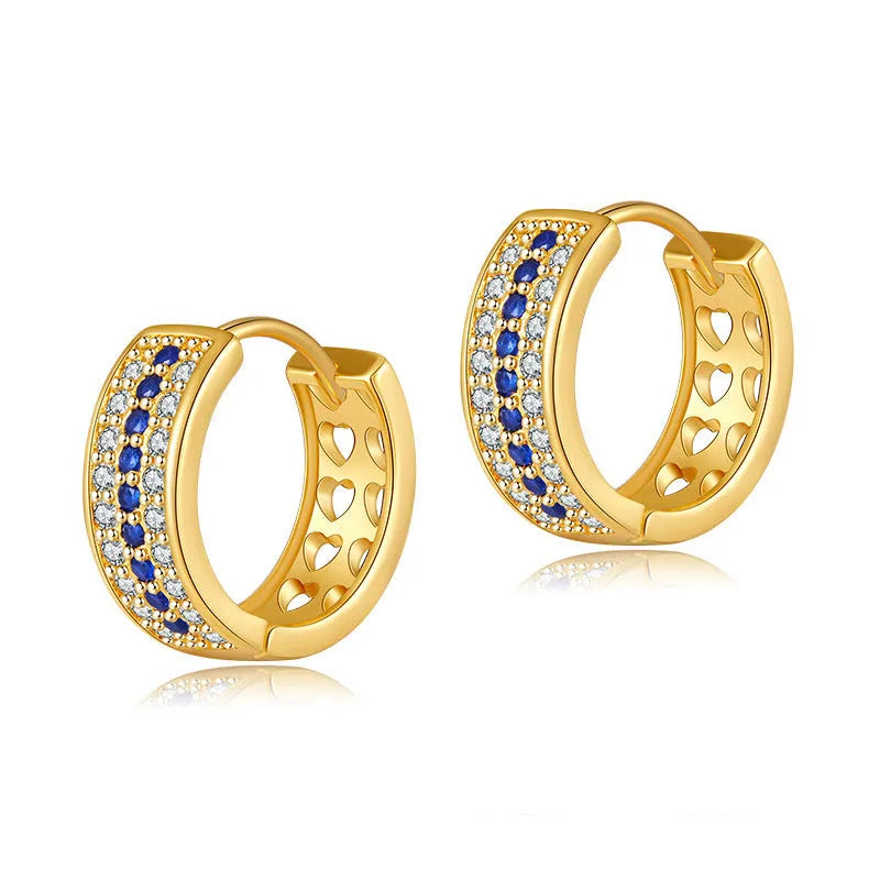 Geometric round women's earrings in copper with electroplated finish
