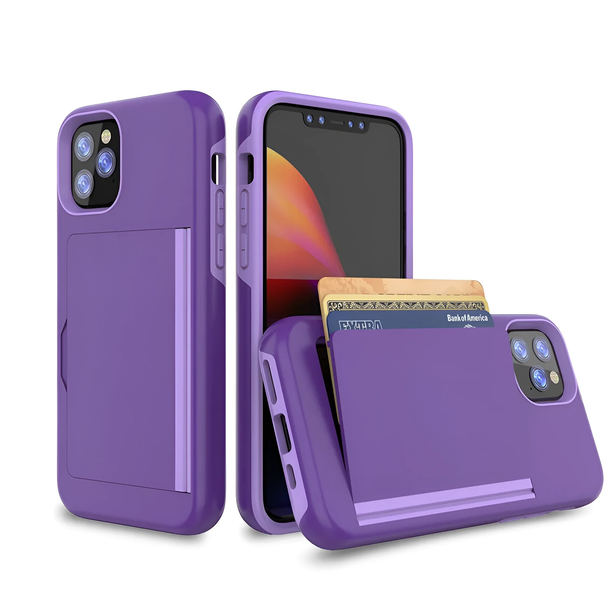 Solid colour mobile phone back cover for iPhone 11 in black, red, pink, blue, dark blue, or purple.