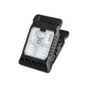White ABS plastic clip lamp with motion sensor and LED light, shown with dimensions.