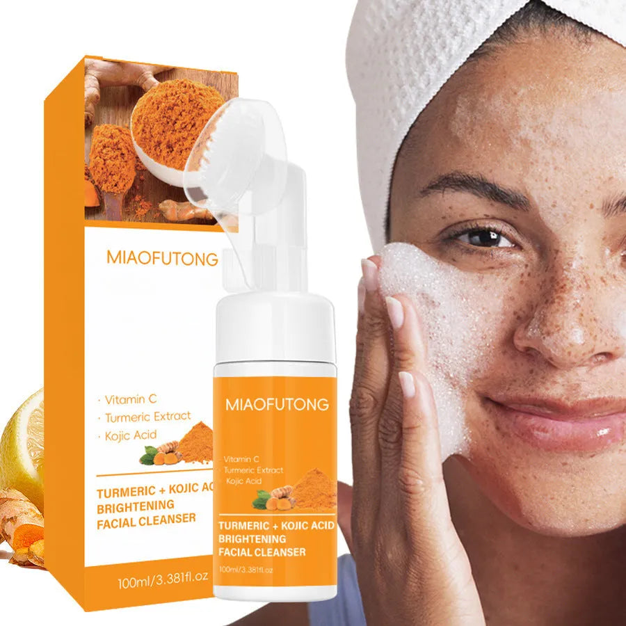 Turmeric cleansing mousse facial cleaning pad set with ginger granule soap and 30 pads