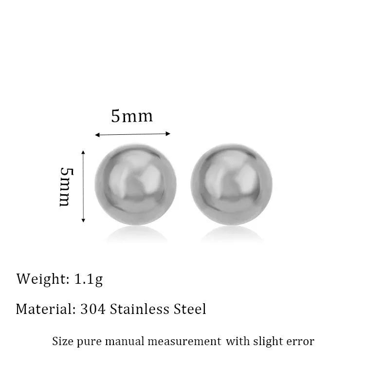 Stainless steel ball stud earrings in geometric round design with gold electroplating