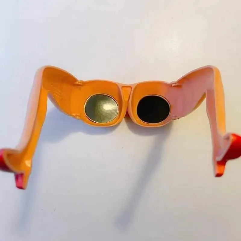 Orange personality leg hip sunglasses with oversized 15cm width frame design