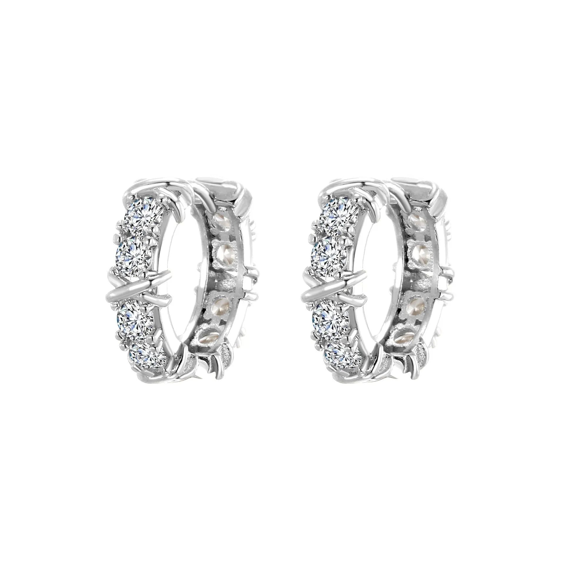 Geometric hexagonal clover cross earrings in silver or gold colour with electroplated finish and ellipse design details
