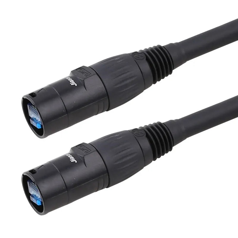 10 metre long CAT6 RJ45 network docking converter cable extension with connectors on white background.